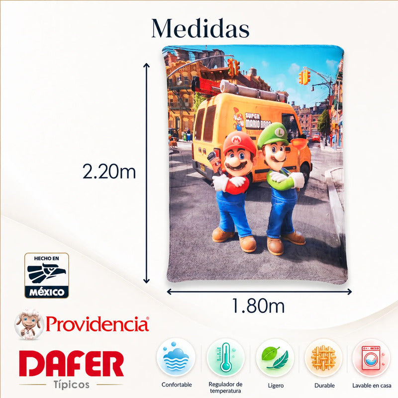 Cobertor Ligero Super Suave Matrimonial Diseños Providencia® Mario Bros Y Luigi 850 G Multicolor