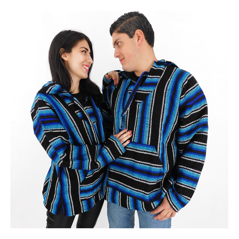 Suéter Poncho Canguro Artesanal Hoodie Acrilico Colores