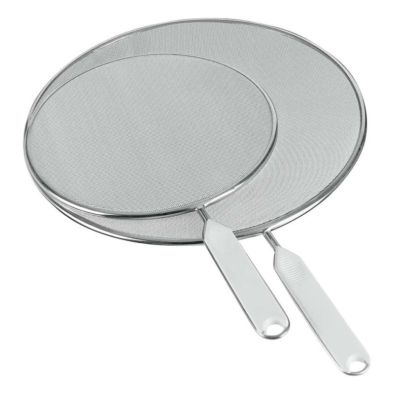 Juego 2 Pz Tapa Anti-salpicaduras 21 Y 29cm Marca Metaltex® Blanco Tapa Antisalpicadura
