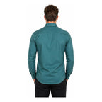 Camisa Slim Fit Para Hombre Mod. B61301 Marca Bobois® Verde Agua Liso M