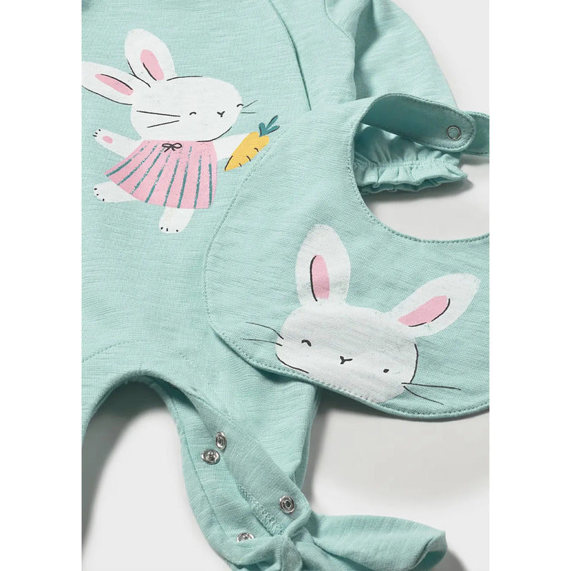 Mameluco Ligero Con Babero Para Bebé Mod.1711 Marca Mayoral® Agua 6-9 Meses Lisa