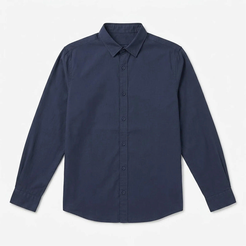 Camisa Lino Regular Fit Para Hombre Mod. Le2601 Roosevelt® Marino Lisa M