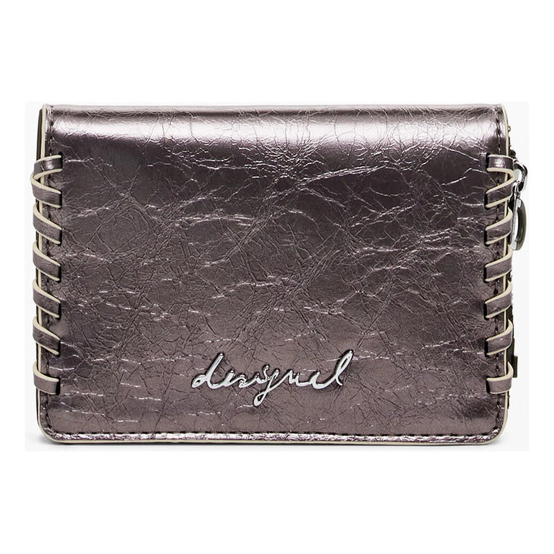 Monedero Pequeño Para Mujer Mod. 25wayp38/9067 Desigual® Gris Metalizado