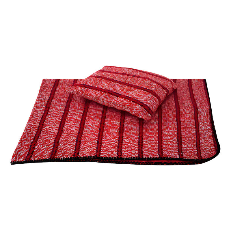 Frazada De Viaje Artesanal Con Almohada Set De Descanso