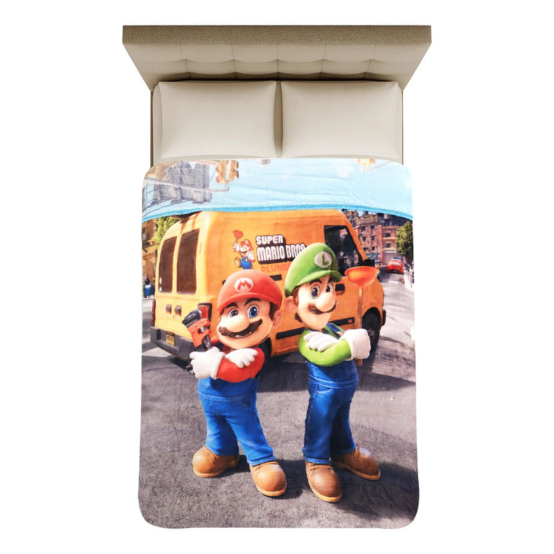 Cobertor Ligero Super Suave Matrimonial Diseños Providencia® Mario Bros Y Luigi 850 G Multicolor