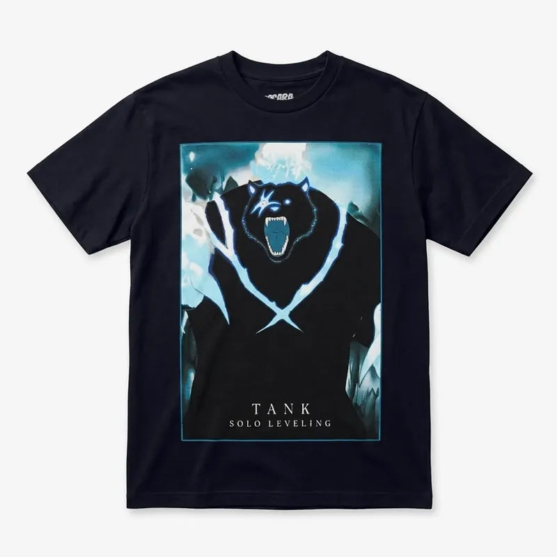Playera Oversize Fit Hombre Solo Leveling Mascara De Latex® Azul Oscuro Tank Solo Leveling Ch Lisa