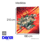 Cobertor Ligero Super Suave Matrimonial Diseños Providencia® T- Rex 850 G Multicolor