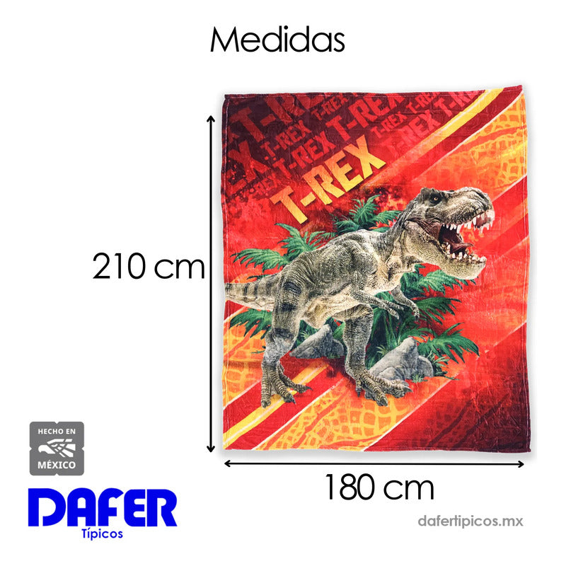 Cobertor Ligero Super Suave Matrimonial Diseños Providencia® T- Rex 850 G Multicolor