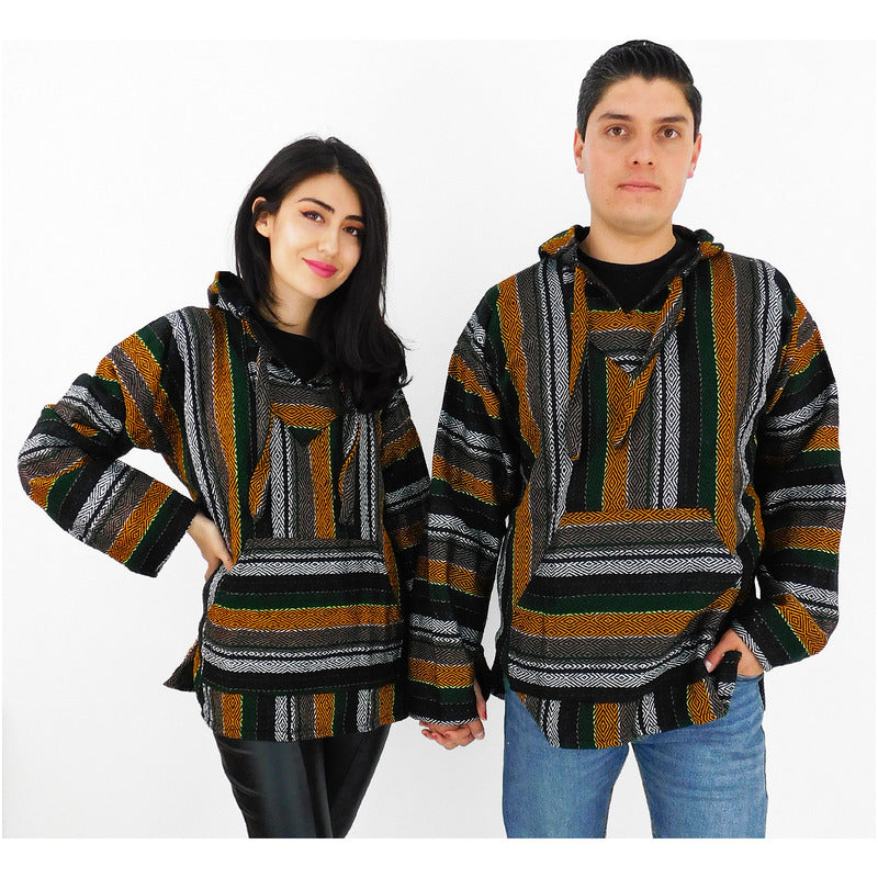 Suéter Poncho Canguro Artesanal Hoodie Acrilico Colores