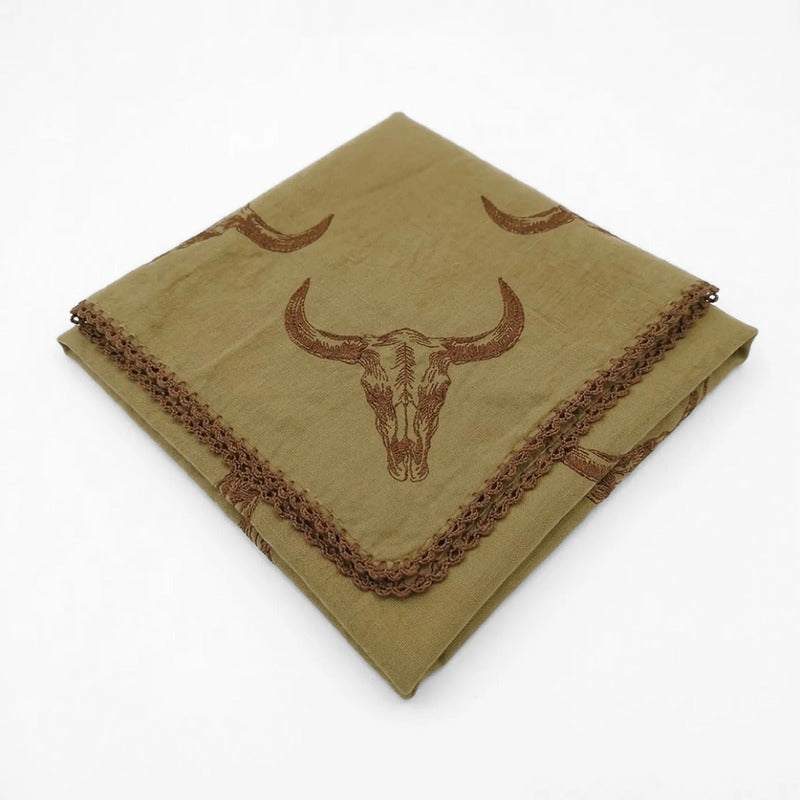 Pañuelo Multiusos Ligero Diseño Tradicional 55x55cm Verde Oliva Toros Unitalla