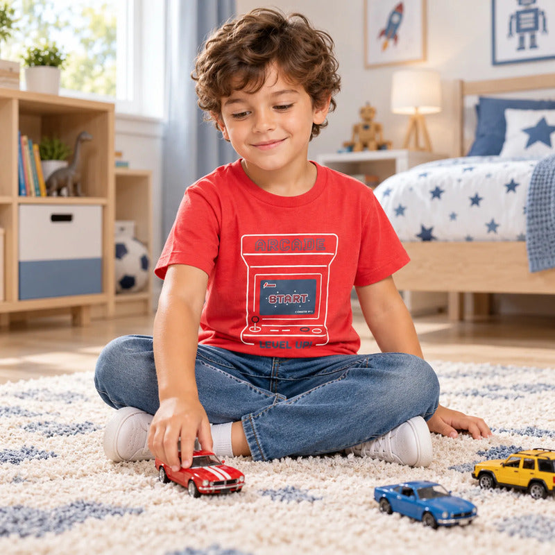 Playera Casual Para Niño Mod.3063 Marca Mayoral® Rojo Arcade 5 Años Lisa