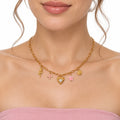Collar Dorado Para Mujer Con Dijes Románticos Bisutería Fina Dorado
