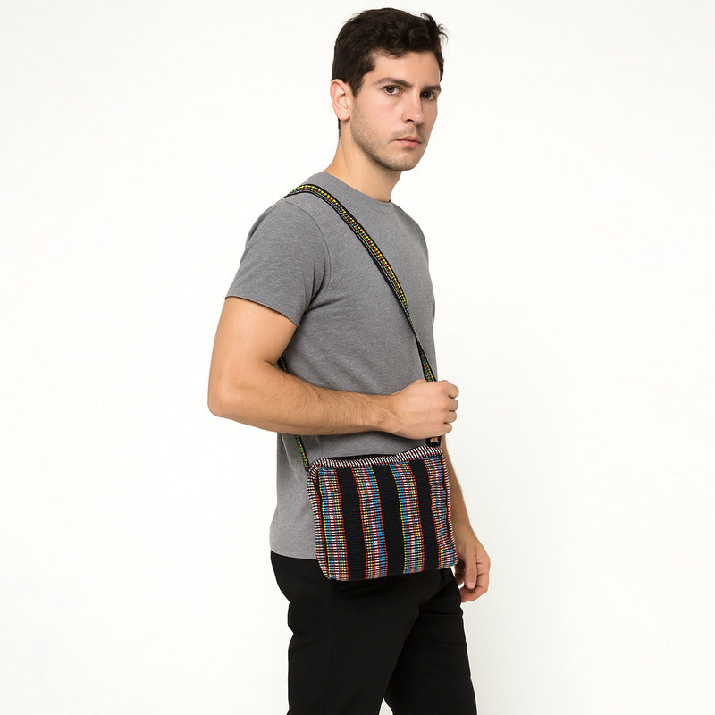 Bolsa Artesanal Mexicana Con Correa Larga Unisex 24x20cm