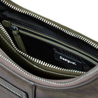 Bolso Doble Para Dama Mod. 25waxpah Marca Desigual® Verde Musgo/ Níquel Lisa Níquel Verde Musgo