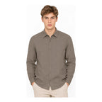 Camisa Lino Regular Fit Para Hombre Mod. Le2601 Roosevelt® Gris Oscuro Lisa Eg