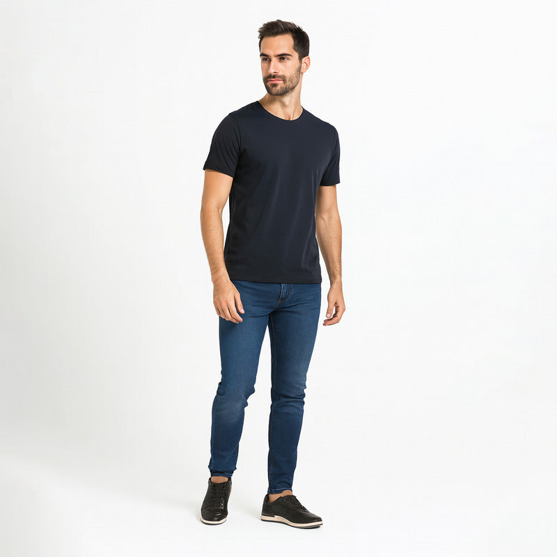 Tenis Casual Para Hombre Mod.419801 Marca Flexi® Negro Lisa 27 Mx