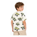 Playera Casual Para Niño Mod.3068 Marca Mayoral® Blanco Monster Truck 6 Años Lisa