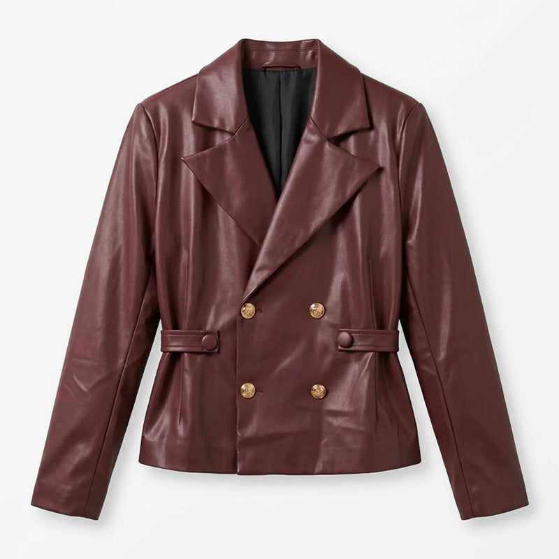 Chamarra Vinipiel Para Mujer Mod. Dscm0001 Marca Lob® Tinto G Vinipiel