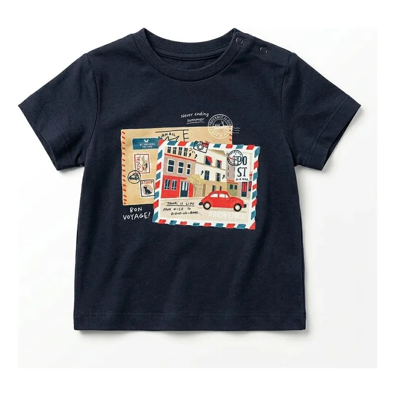 Playera Casual Para Bebé Mod.1005 Marca Mayoral® Azul Oscuro Postal 12 Meses Lisa