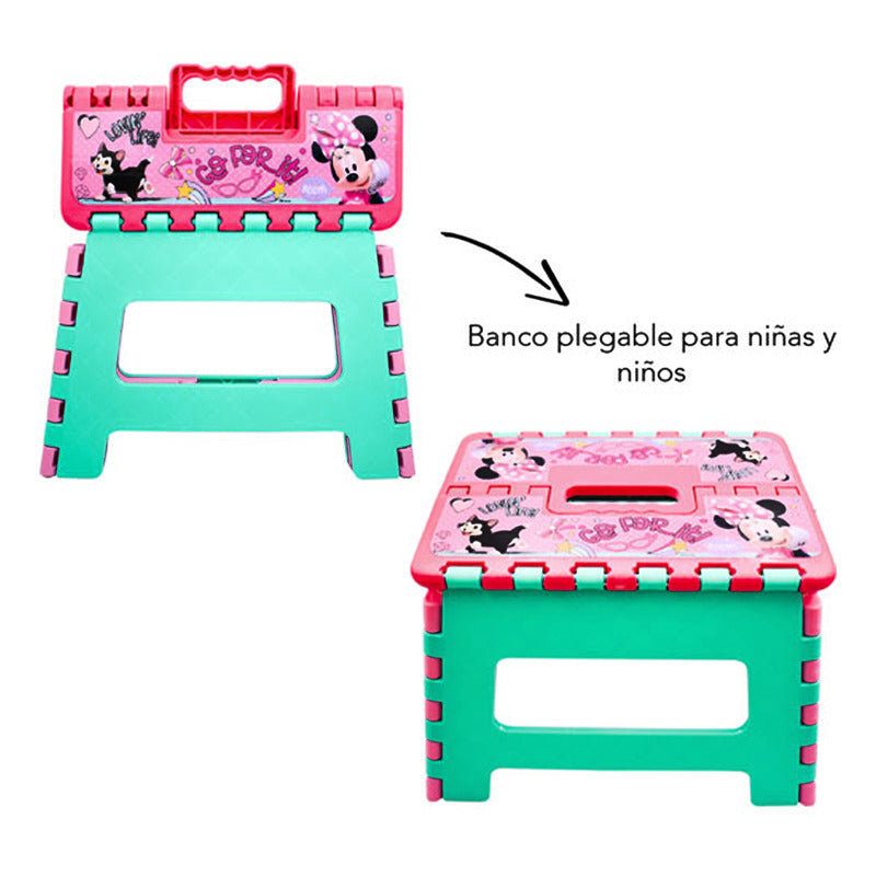 Banco Portátil Plegable Estampado Para Niños Marca Fun Kids® Liso Multicolor Rosa