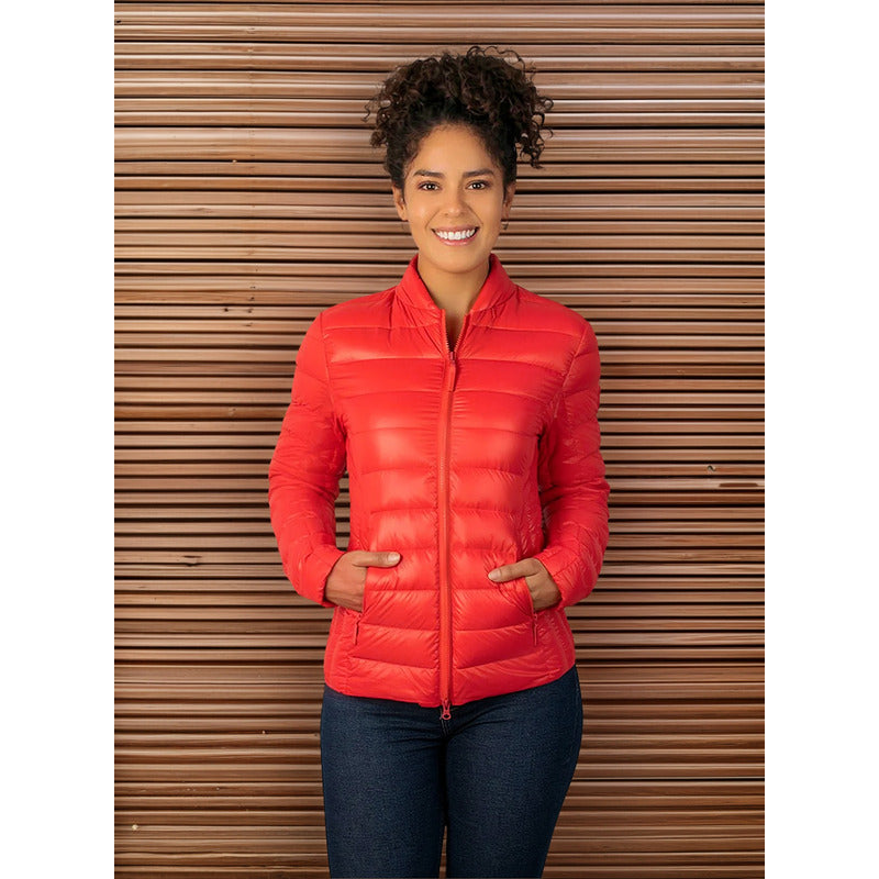 Chamarra Capitonada Mod.dw86-pol7096 De Pluma Greenlander® Rojo Xg Lisa
