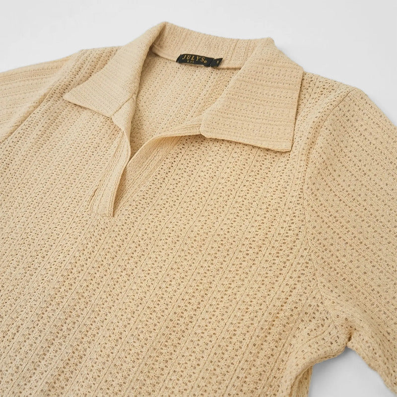 Blusa Holgada Ligera Para Mujer Mod. S1192 Marca Julys® Nude Geométrico G