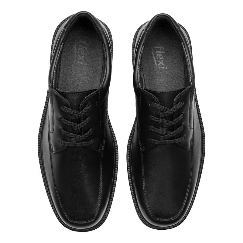 Zapato Escolar Derby Para Caballero Mod.419601 Marca Flexi® Negro Lisa 26 Mx