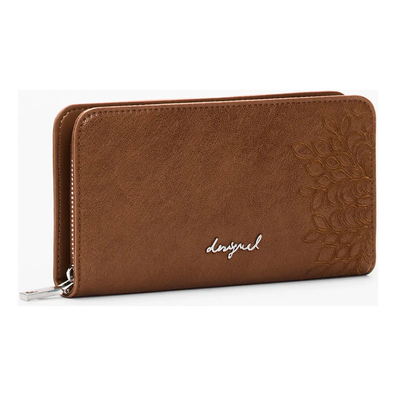 Cartera Mediana Con Bordado 26sayp2 Marca Desigual® Marrón Floreado