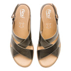 Sandalia Casual Con Tacón Para Dama Mod.123716 Marca Flexi® Dorado Claro Liso 26 Mx