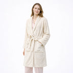 Bata De Descanso Suave 103x66cm Manga Larga Unisex Beige Lisa Unica