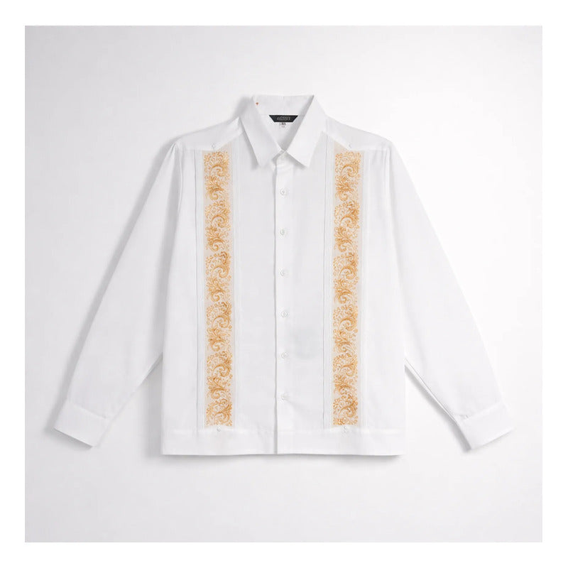 Camisa Estilo Guayabera Para Caballero Marca Cotú Blanco Bordado 38