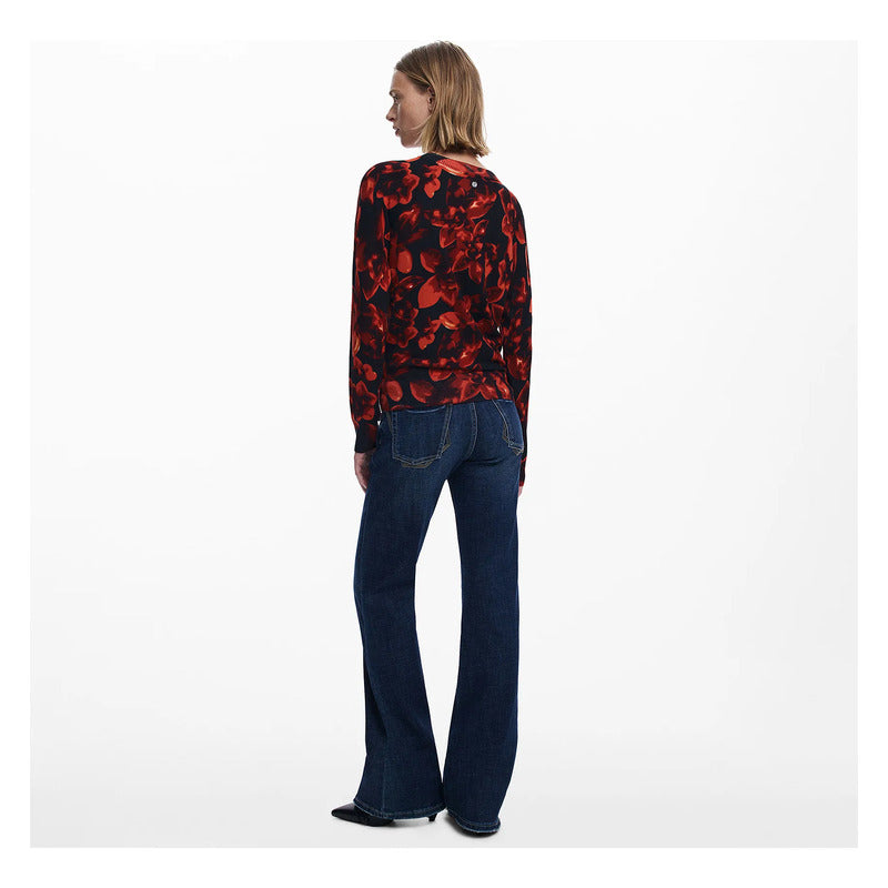 Suéter Ligero Para Mujer Mod. 25wwjf16/2000 Marca Desigual® Multicolor Floreado Xl