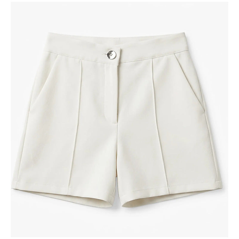 Short Semi Formal Para Mujer Mod. X840 Marca Julys® Hueso Lisa G