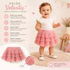 Falda Tul Plisado Para Bebé Mod.1901 Marca Mayoral® Rosa Brillos 6 Meses