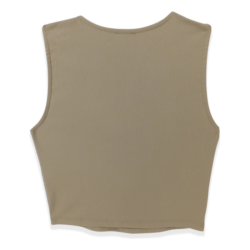 Top Canale Casual De Mujer  Mod.tw1320 The Workshop® Marrón Claro Canalé M