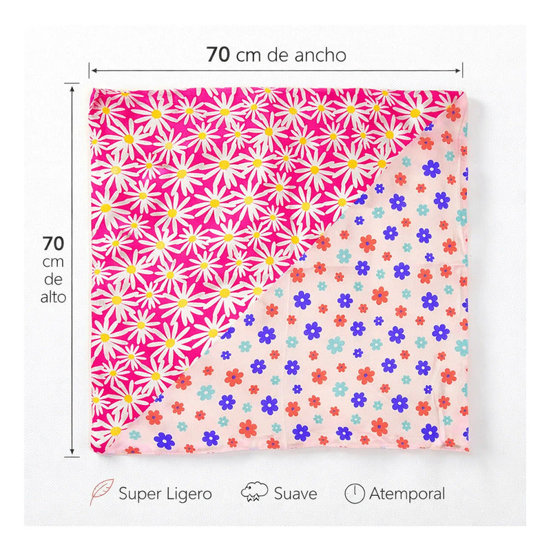 Mascada Ejecutiva De Satín Cuadrada Fina Para Mujer Multicolor Floreado Unitalla