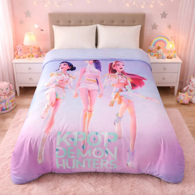 Cobertor Ligero Super Suave Matrimonial Diseños Providencia® K-pop Demon Hunters  850 G Multicolor