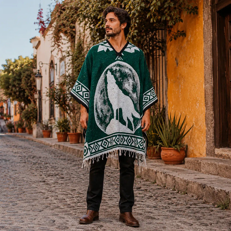 Jorongo Gaban Artesanal Mexicano Colores Lobo Verde Oscuro Lobo Xg