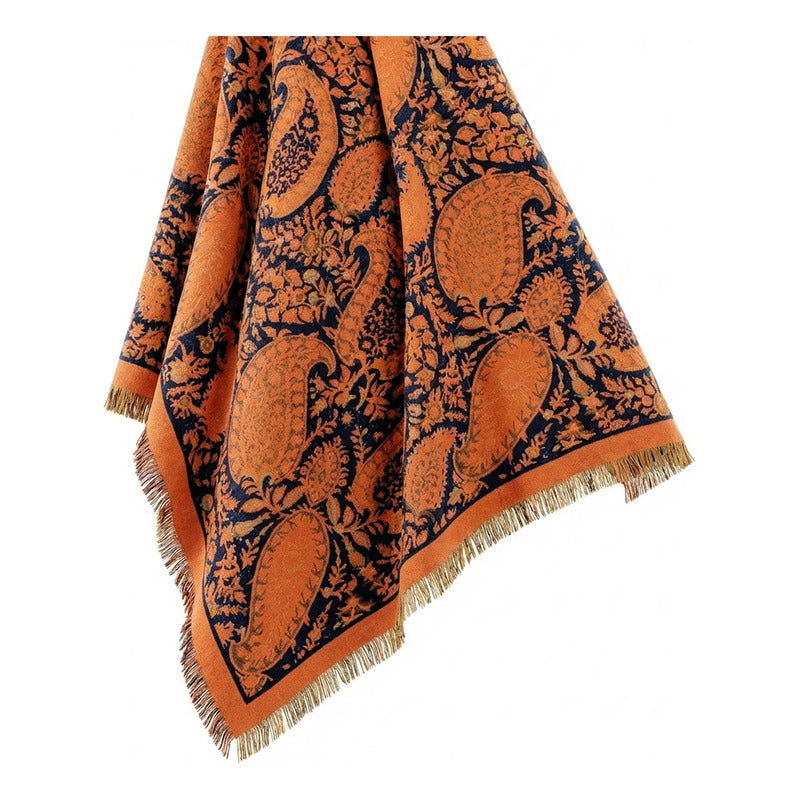 Chalina Chal Elegante Suave Para Mujer 130x130cm Naranja Naranja Geométrico Unitalla