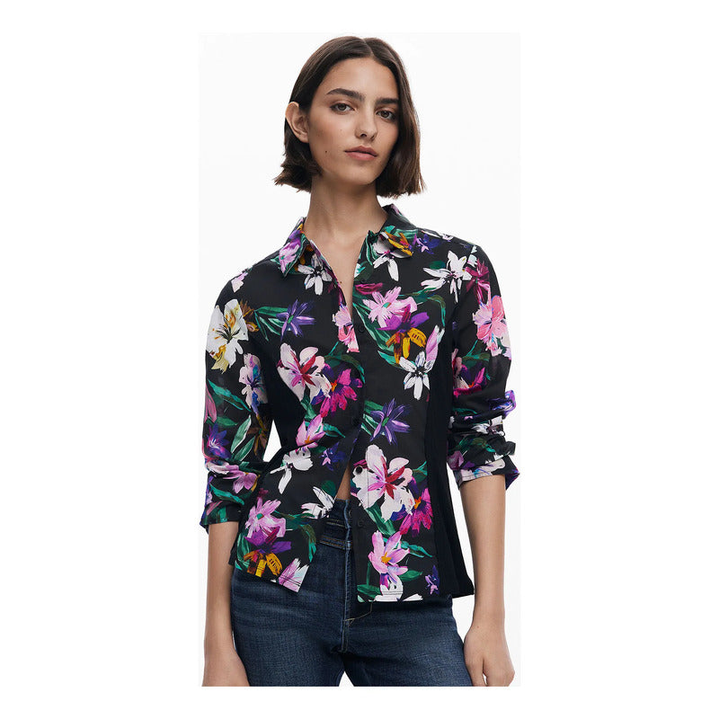 Camisa Casual Para Mujer 25wwcw15/2000 Marca Desigual® Multicolor Floreado M