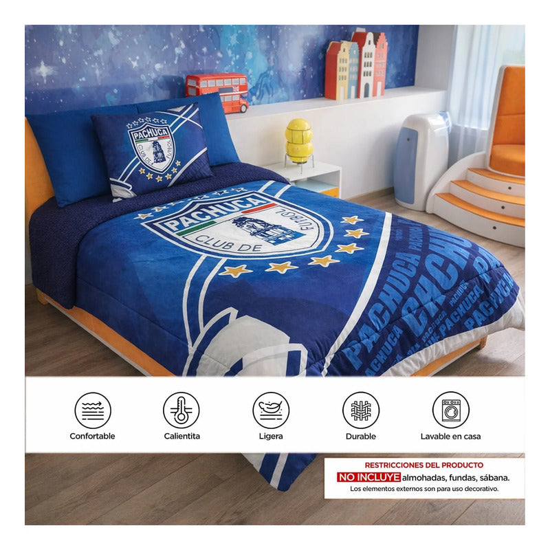 Cobertor Edredón De Borrega Matrimonial Providencia® Futbol Pachuca 1 Kg Multicolor