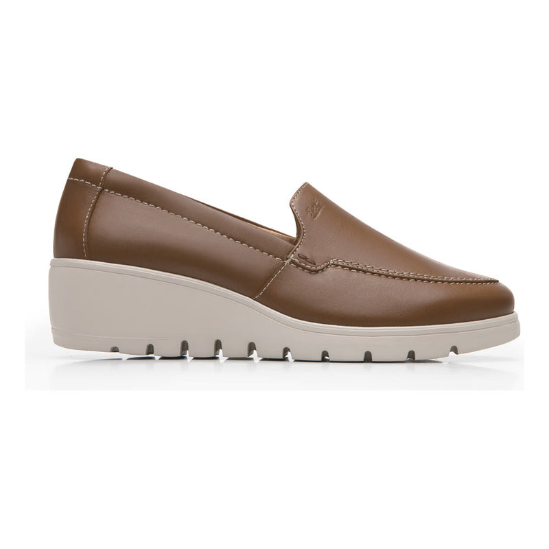 Zapato Slip On Casual Para Mujer Mod.104806 Marca Flexi® Marrón Claro Lisa 26 Mx