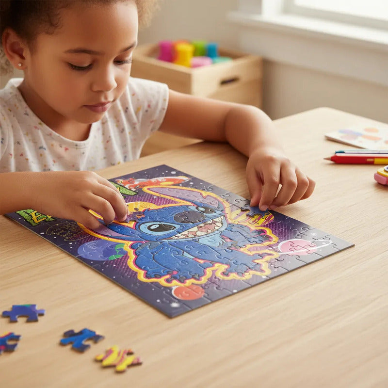Rompecabezas De Terciopelo Stitch 100 Piezas | Puzzle Suave Disney Infantil Regalo Original Niños Fans Coleccionable