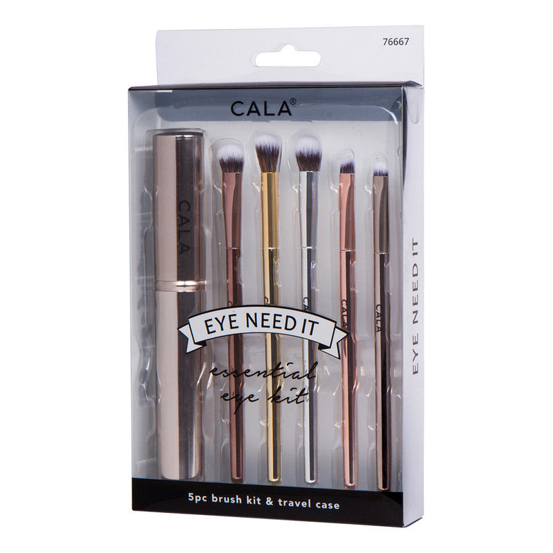 Brochas Para Sombras 5pz Con Estuche Para Viaje Marca Cala®