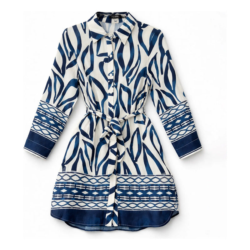 Vestido Ligero Cómodo Para Mujer Mod.6966 Marca Aspik® Multicolor Geométrico Ch