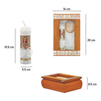 Set Para Bautizo Vela+concha+toalla+caja De Madera