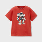 Playera Casual Para Niño Mod.3066 Marca Mayoral® Tomate Robot 7 Años Lisa