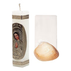 Set Para Bautizo Vela+concha+toalla+caja De Madera