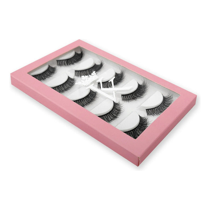 Pestañas Postizas En Tira 5 Pares Marca Kfer Valtierra® Negro Whispy K8 C 1.5 Cm
