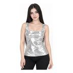 Blusa Efecto Metálico Brillante Mod.194-23 London Fashion® Plateado Metalico Ch